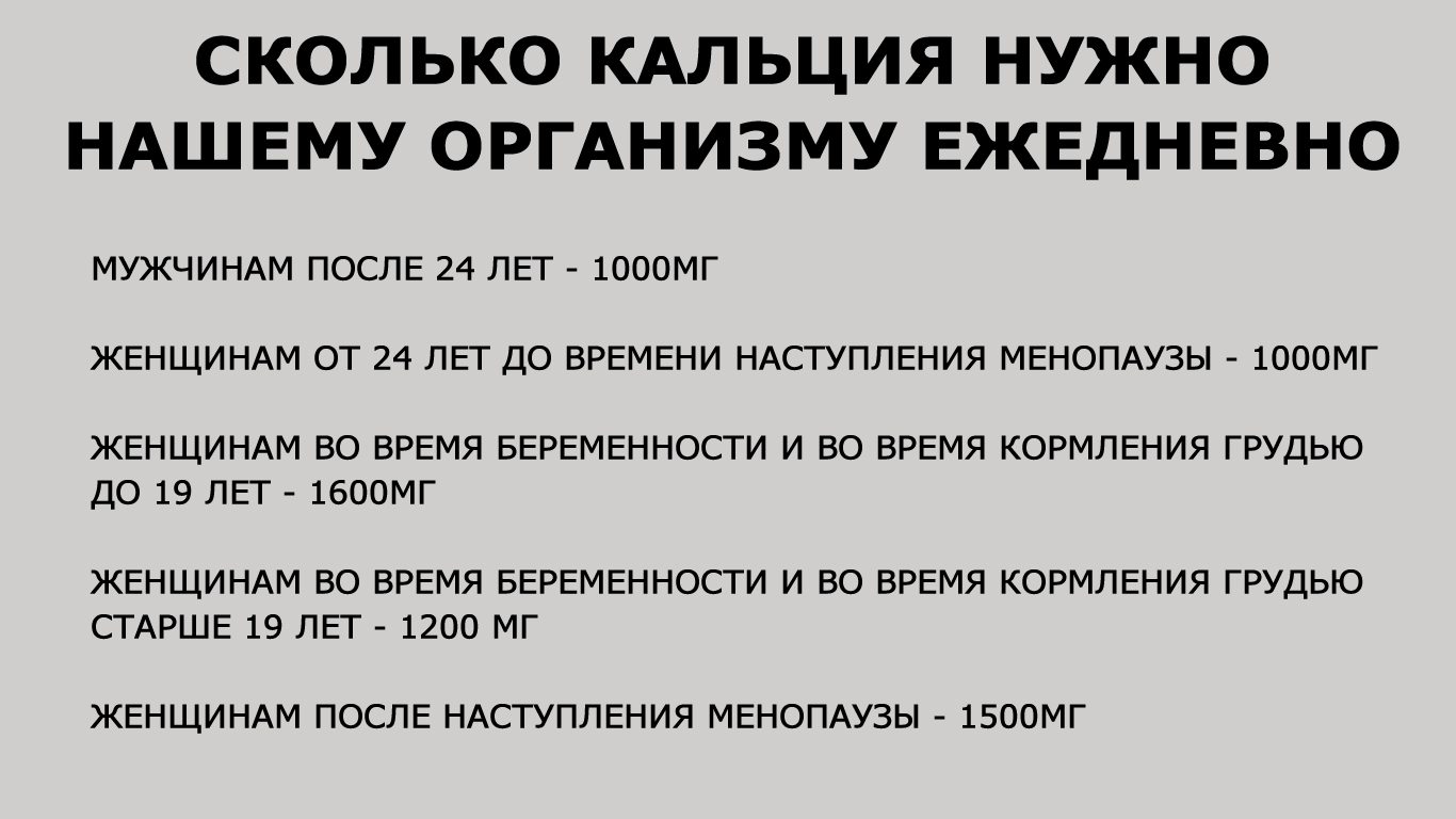 суточная потребность кальция